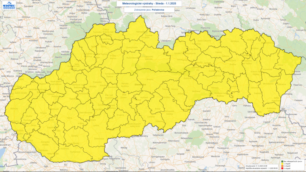 Výstrahy pred poľadovicou.