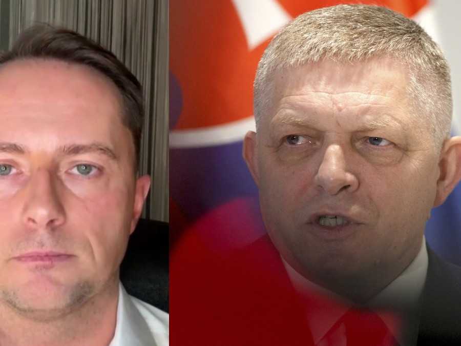 Politológ Miroslav Řádek (vľavo) a premiér Robert Fico (Smer-SD).