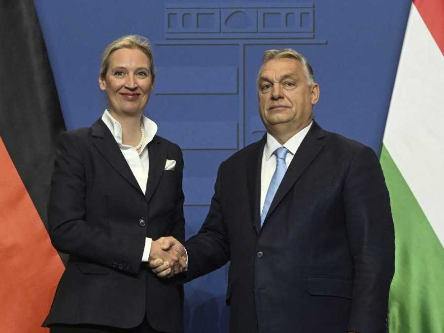 Spolupredsedníčka nemeckej AfD Alice Weidelová s maďarským premiérom Viktorom Orbánom.