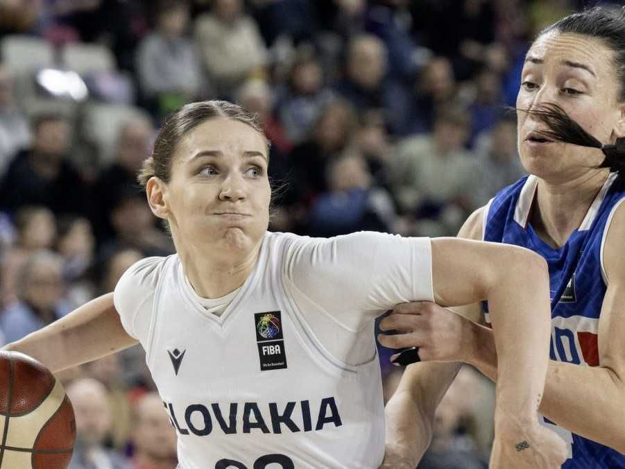 Slovenské basketbalistky v zápase proti Islandu.