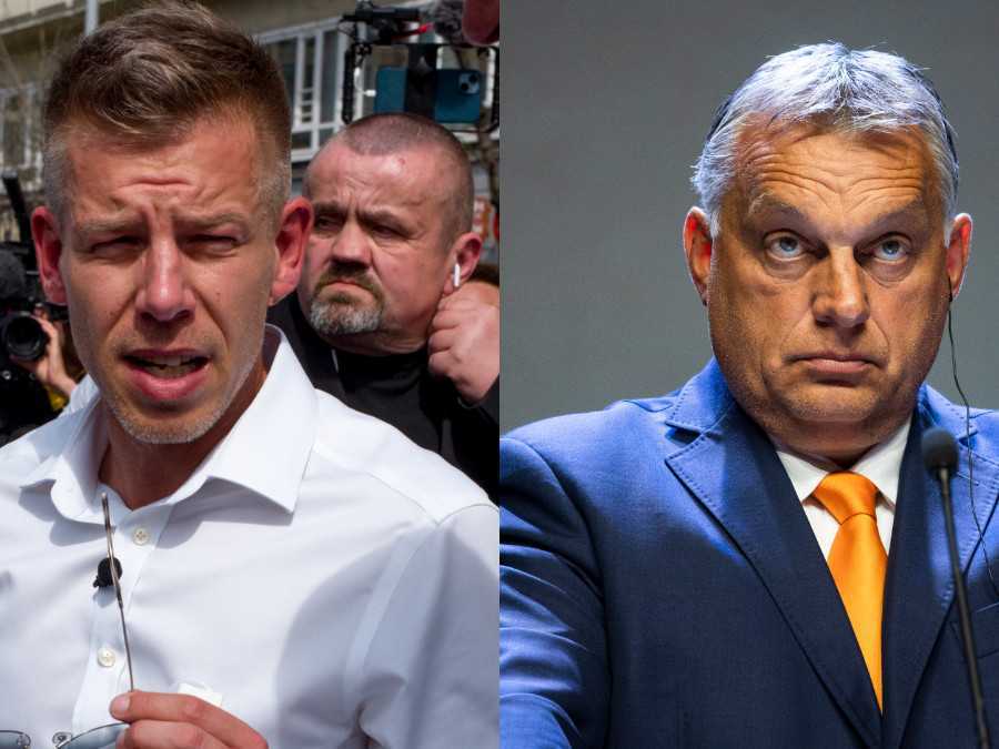 Zľava Péter Magyar a Viktor Orbán.
