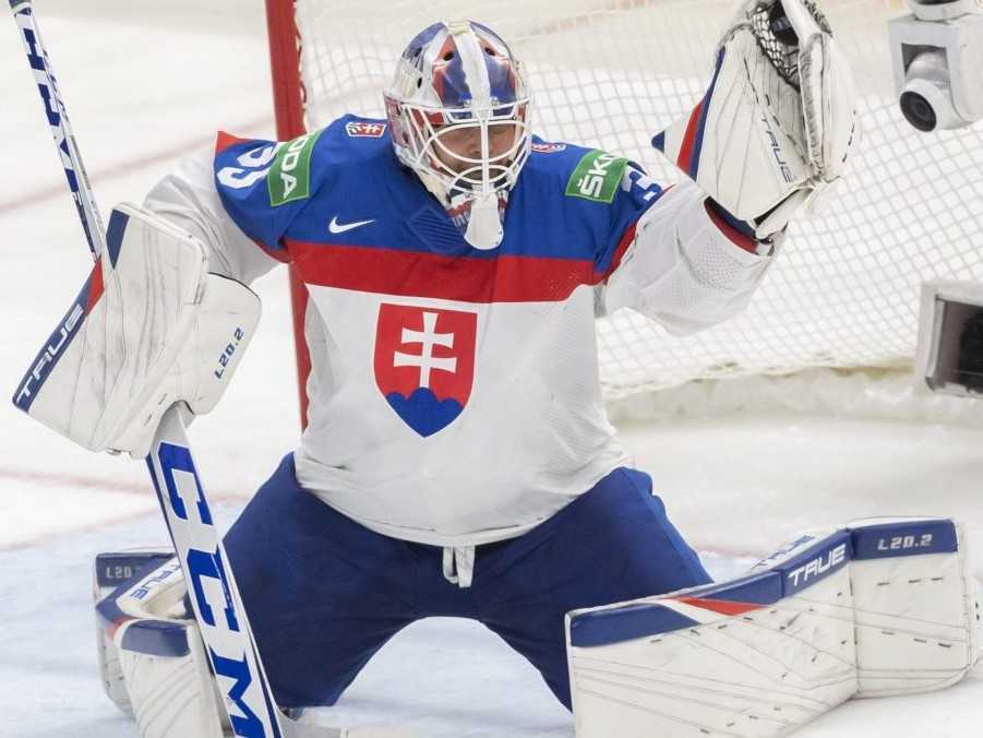 Na snímke slovenský brankár Adam Húska.