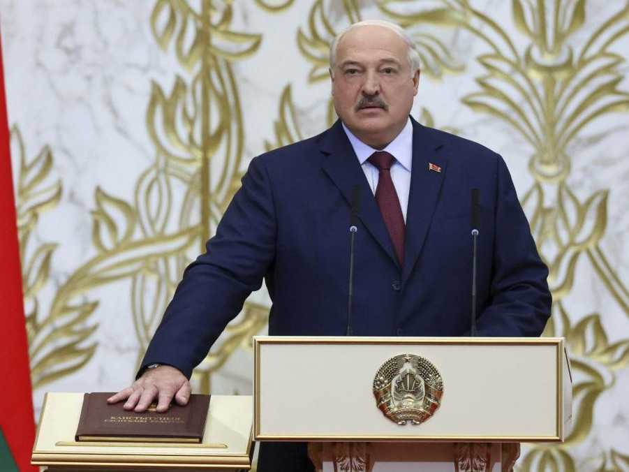 Bieloruský líder Alexander Lukašenko počas inaugurácie.