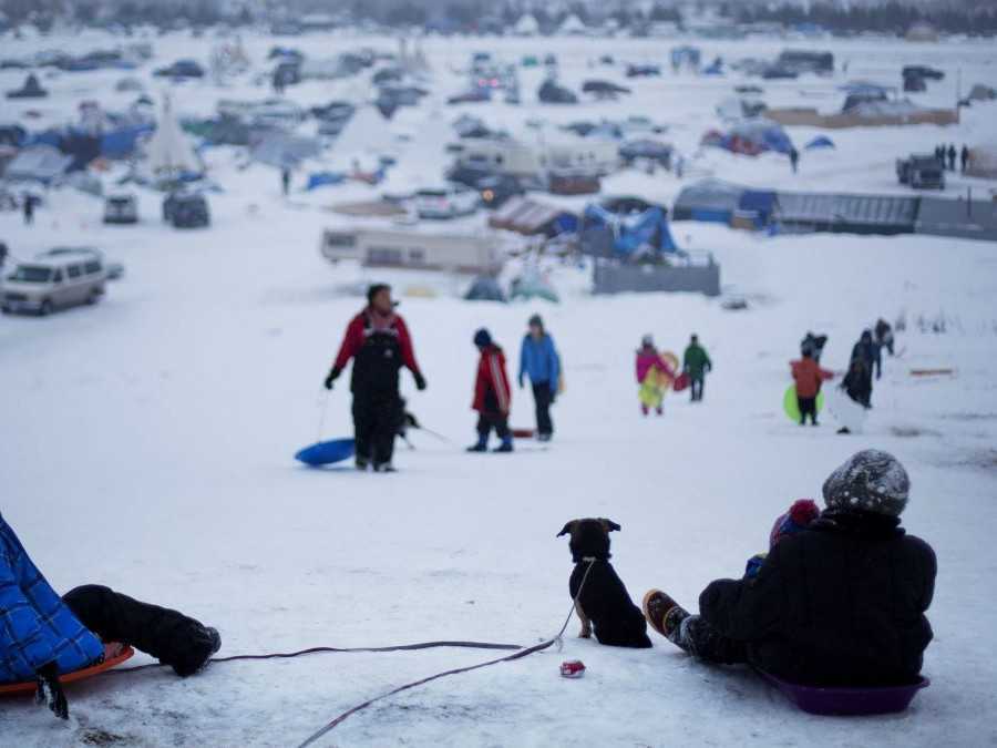 Archívna snímka táboru Oceti Sakowin, v ktorom sa zhromaždili ľudia protestujúci proti ropovodu.