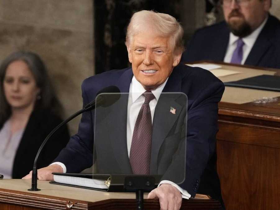 Na snímke Donald Trump počas prejavu v Kapitole.