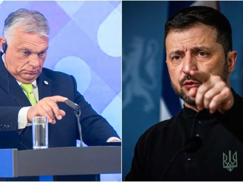 Na snímke zľava Viktor Orbán a Volodymyr Zelenskyj.