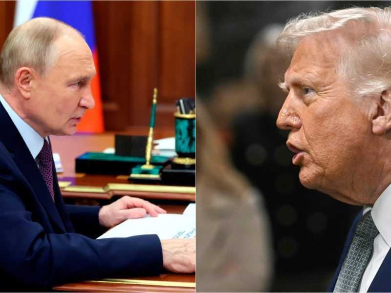 Na snímke zľava Vladimir Putin a Donald Trump.