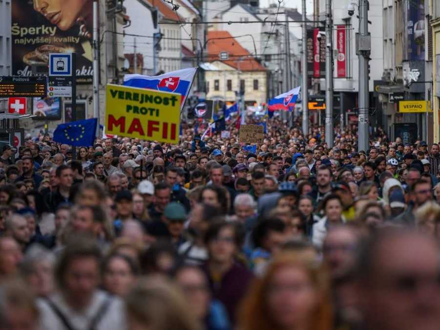 Na snímke demonštrácia v Bratislave.