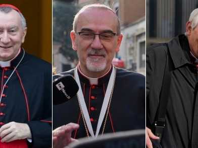 Kandidáti na pápeža Pietro Parolin, PierBattista Pizzaballa a Matteo Zuppi.