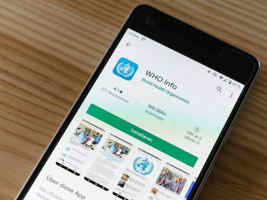 Ilustračná snímka mobilnej aplikácie WHO.