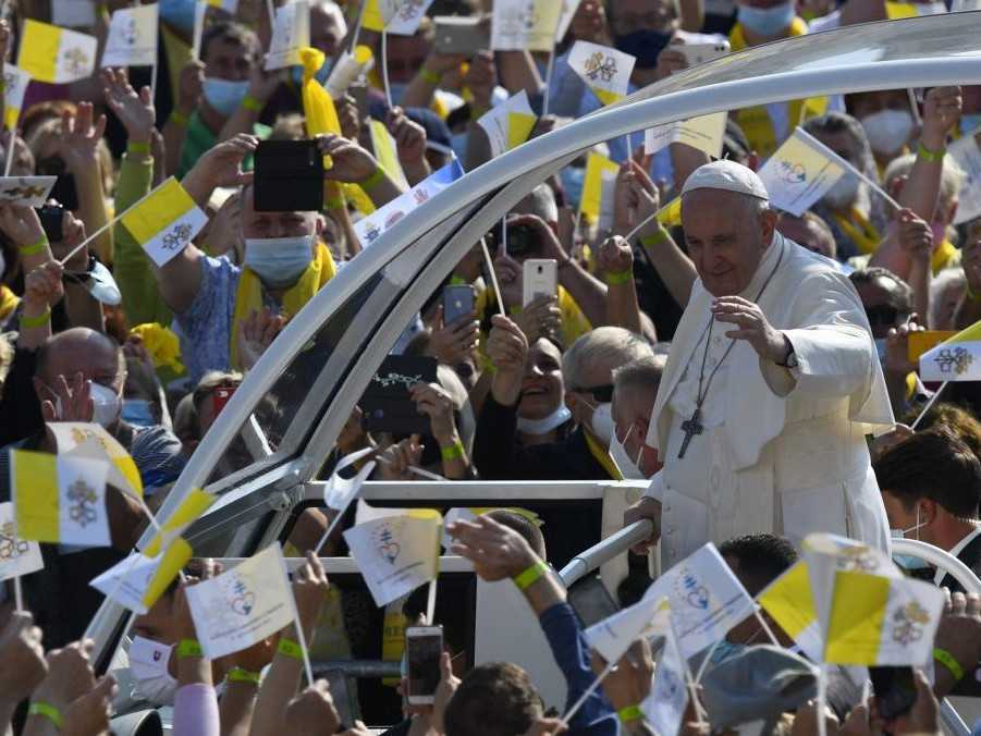 Na snímke pápež František počas návštevy na Slovensku.