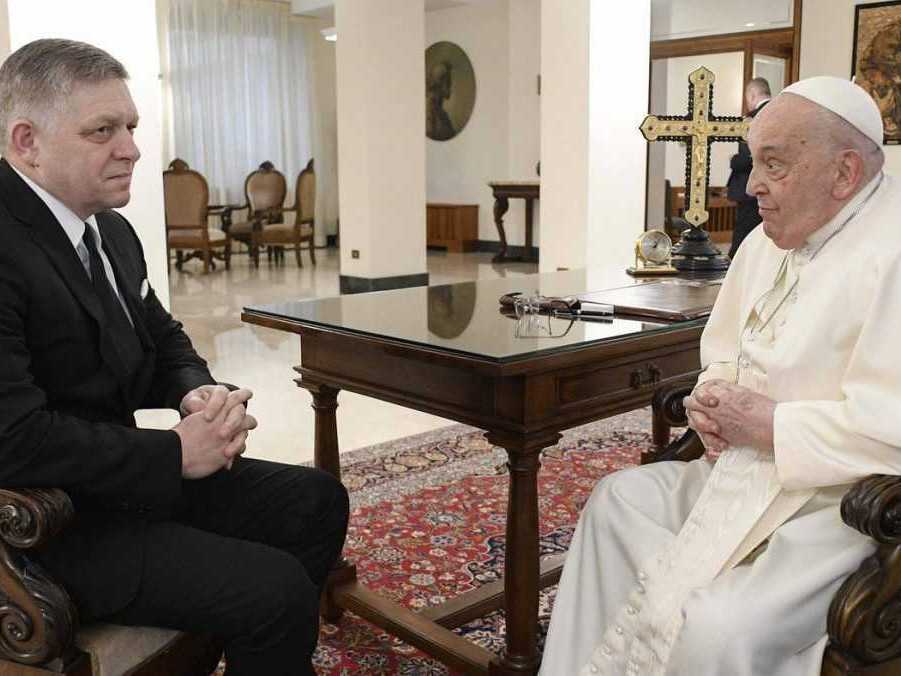 Stretnutie pápeža Františka s premiérom Robertom Ficom.