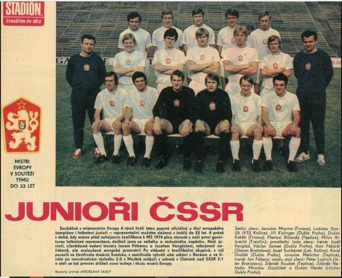 Československí futbaloví majstri Európy do 23 rokov z roku 1972.