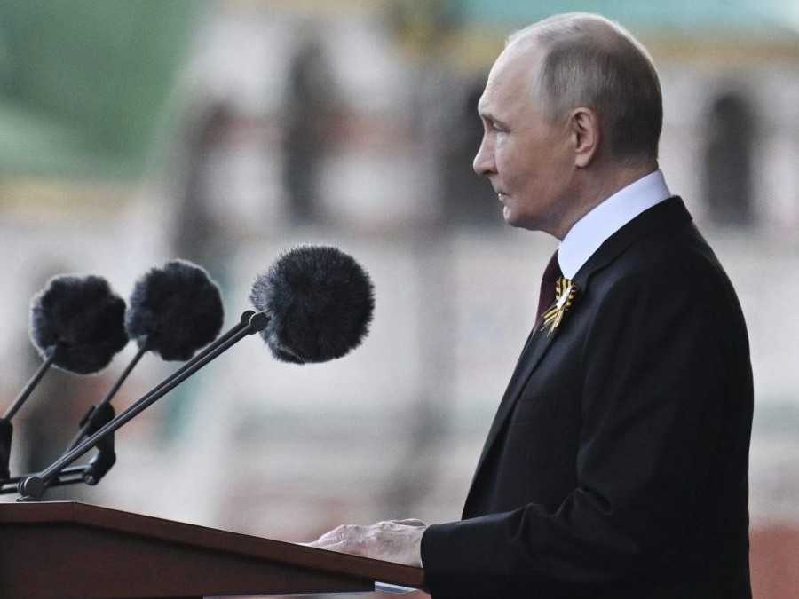 Vladimir Putin počas prejavu na úvod vojenskej prehliadky.