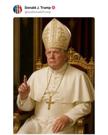 D. Trump zdieľal obrázok seba samého ako pápeža. Kritici to označili za prejav arogancie