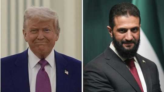 Na snímke Donald Trump (vľavo) a dočasný sýrsky prezident Ahmad Šara.