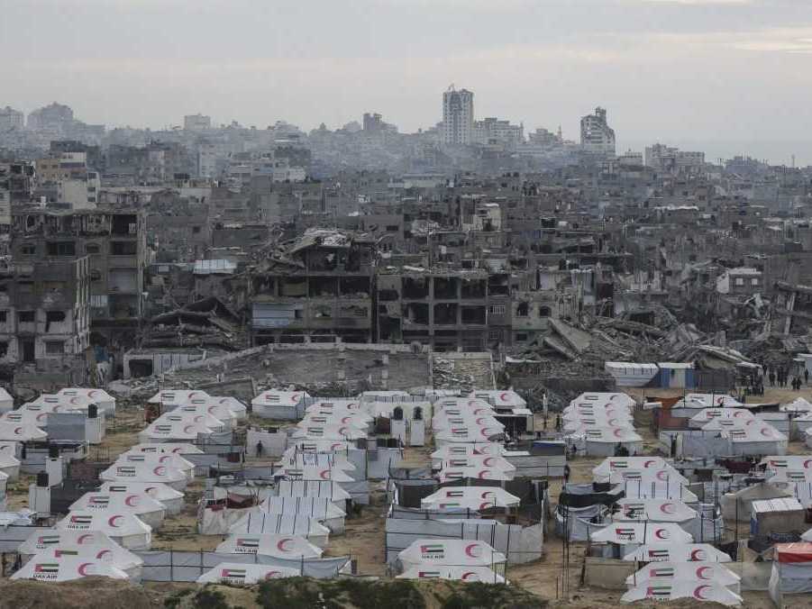 Na ilustračnej snímke stanový tábor Palestínčanov.