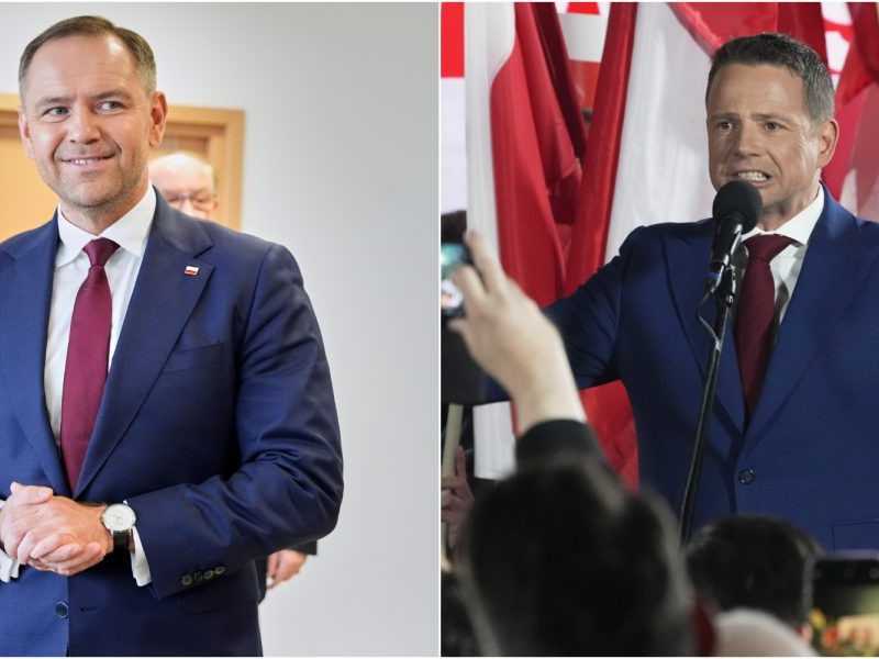 Na snímke zľava Karol Nawrocki a Rafal Trzaskowski.