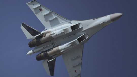 Ruské bojové lietadlo typu Suchoj Su-35.