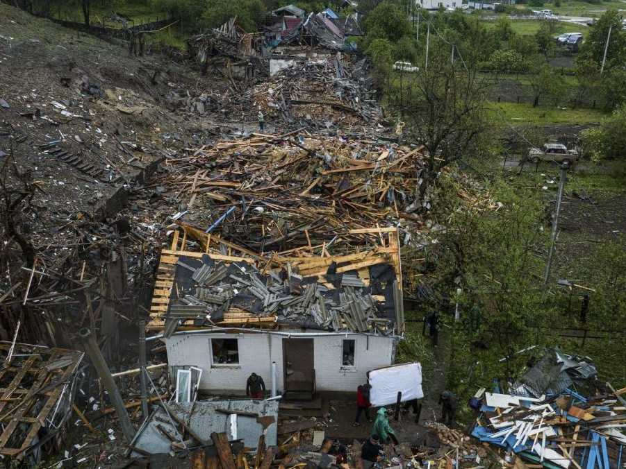 Na ilustračnej snímke dom zničený po ruskom útoku.