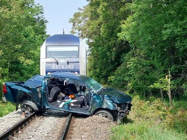 Na snímke miesto dopravnej nehody.