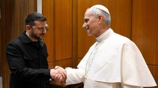 Volodymyr Zelenskyj a pápež Lev XIV.