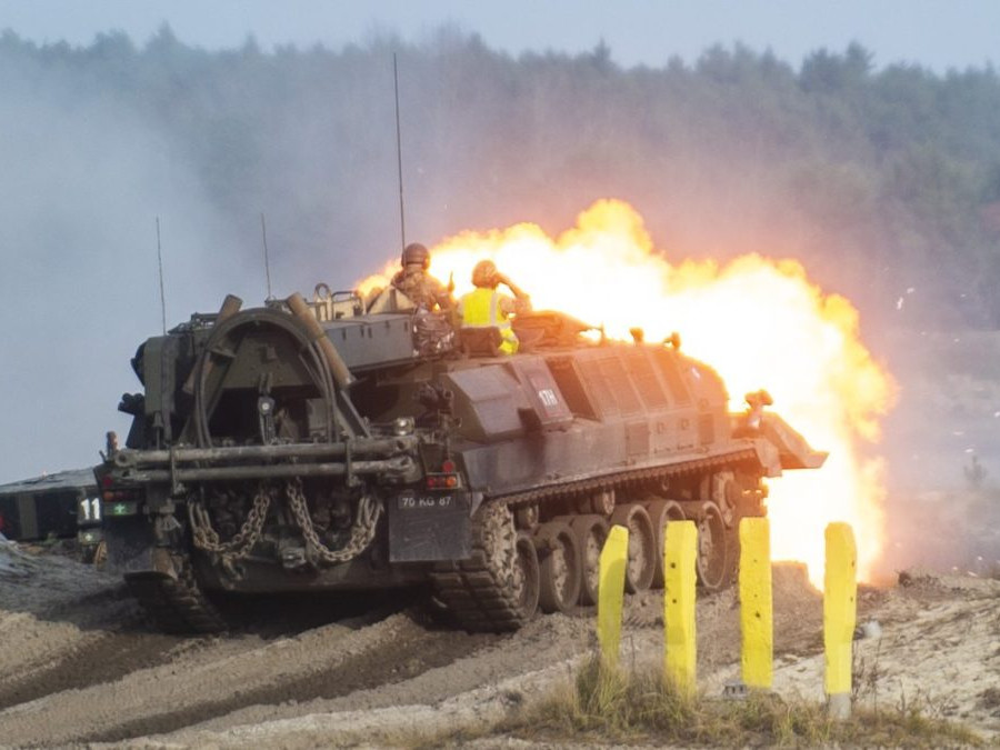 Na snímke tank na spoločnom vojenskom cvičení Vyšehradskej skupiny (V4), USA a Británie pod názvom Puma 22 v poľskom meste Rzeszów.