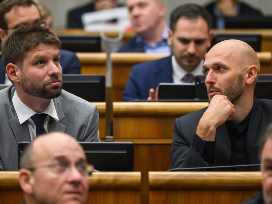 Poslanci Progresívneho Slovenska v pléne NR SR.