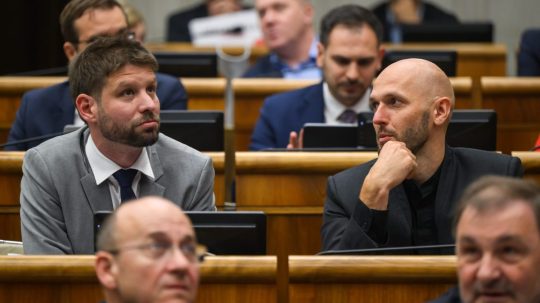 Poslanci Progresívneho Slovenska v pléne NR SR.