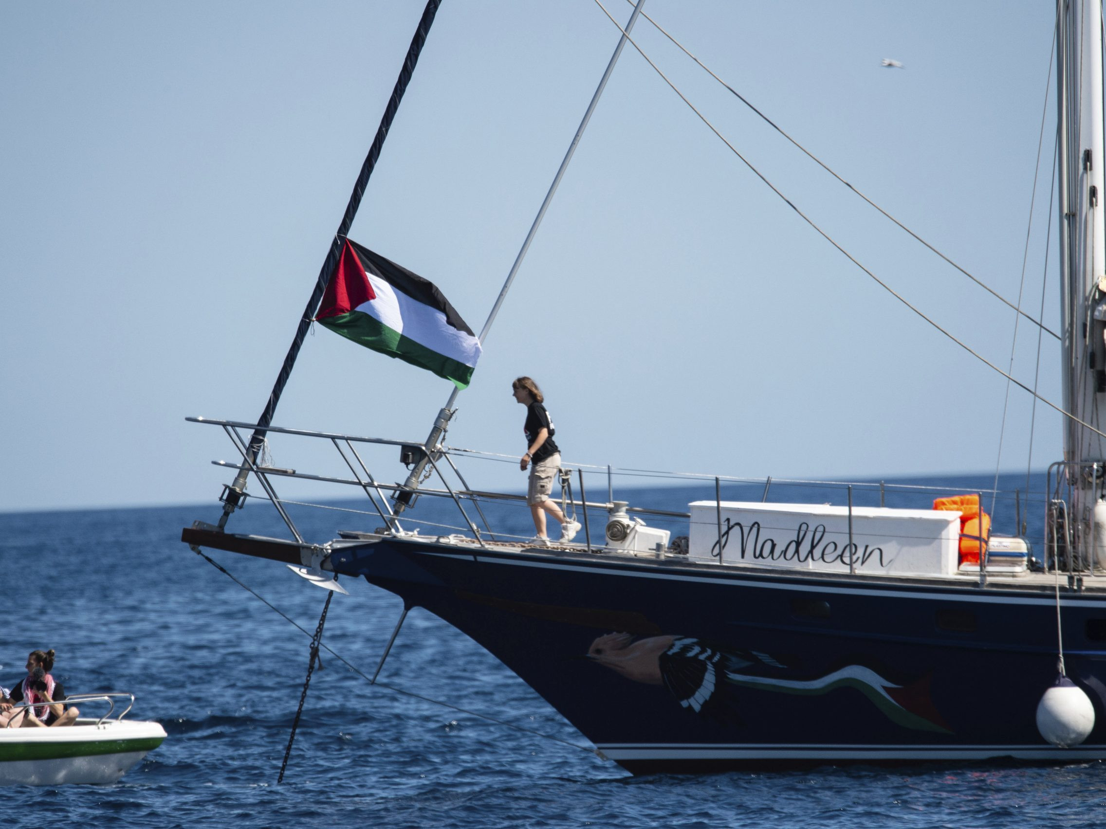 Greta Thunbergová na lodi Madleen.