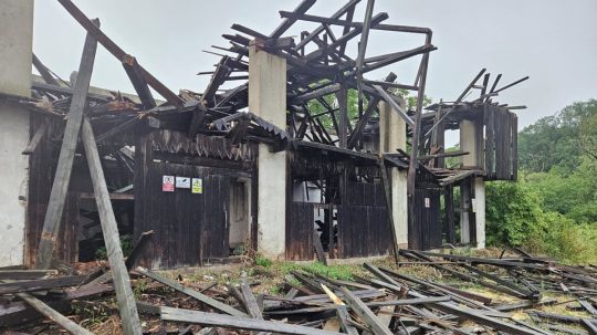 Na snímke zničená sušiareň liečivých bylín v Hanušovciach nad Topľou.
