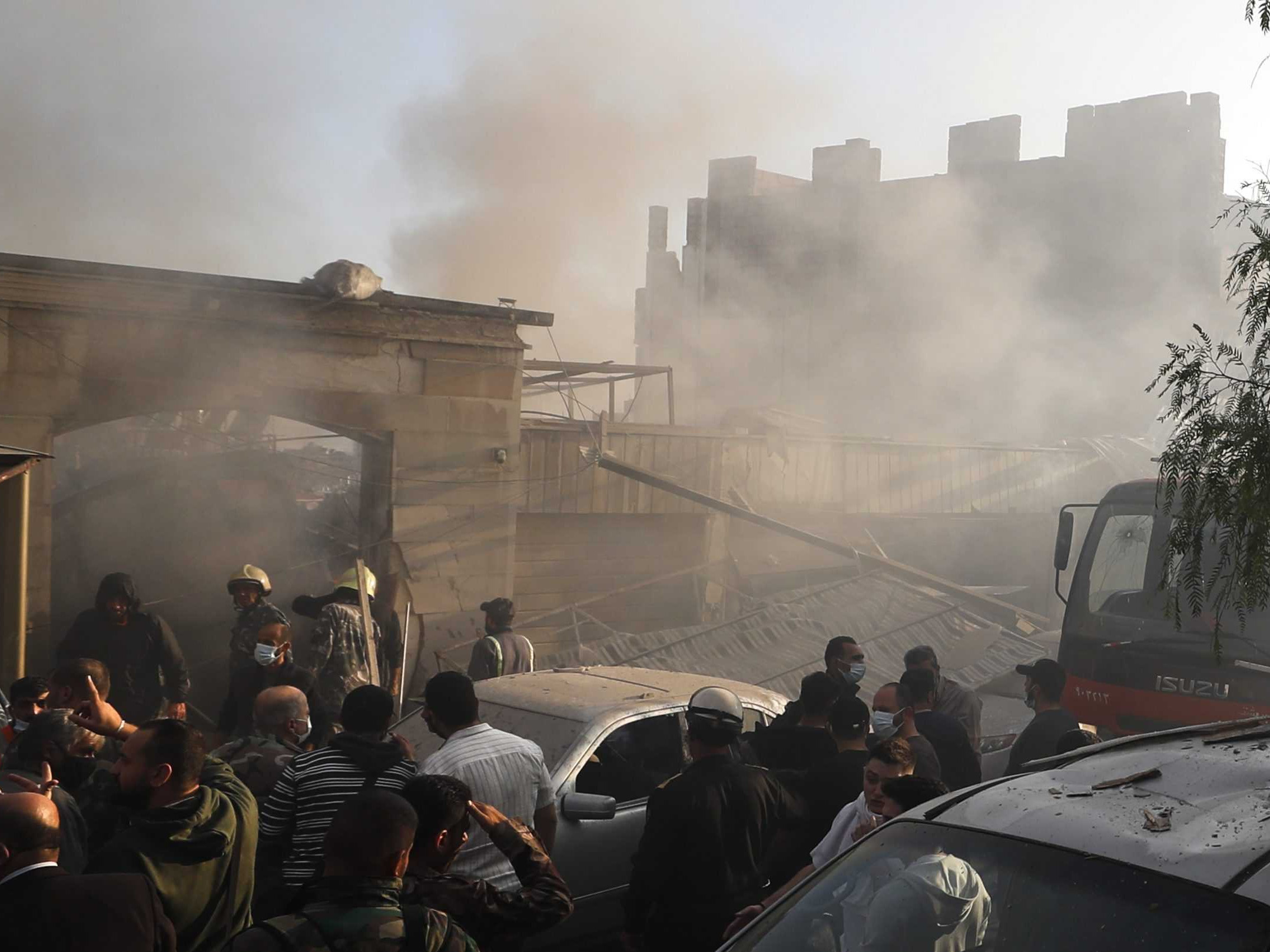 Sýria po izraelskom útoku.