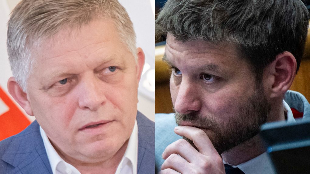 Na snímke zľava Robert Fico a Michal Šimečka.
