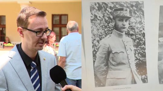 Pravnuk M. R. Štefánika a historická snímka M. R. Štefánika.
