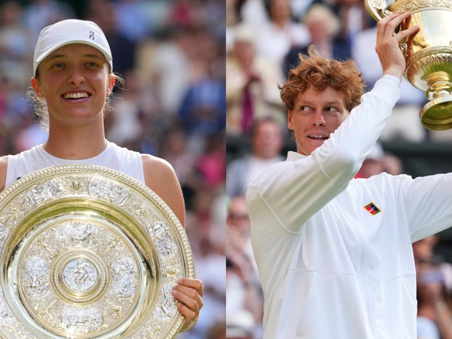 Šampióni tohtoročného Wimbledonu Iga Swiateková a Jannik Sinner.