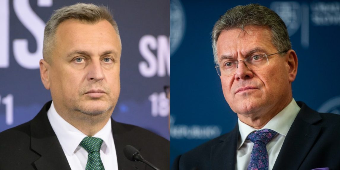 Na snímke Andrej Danko a Maroš Šefčovič.