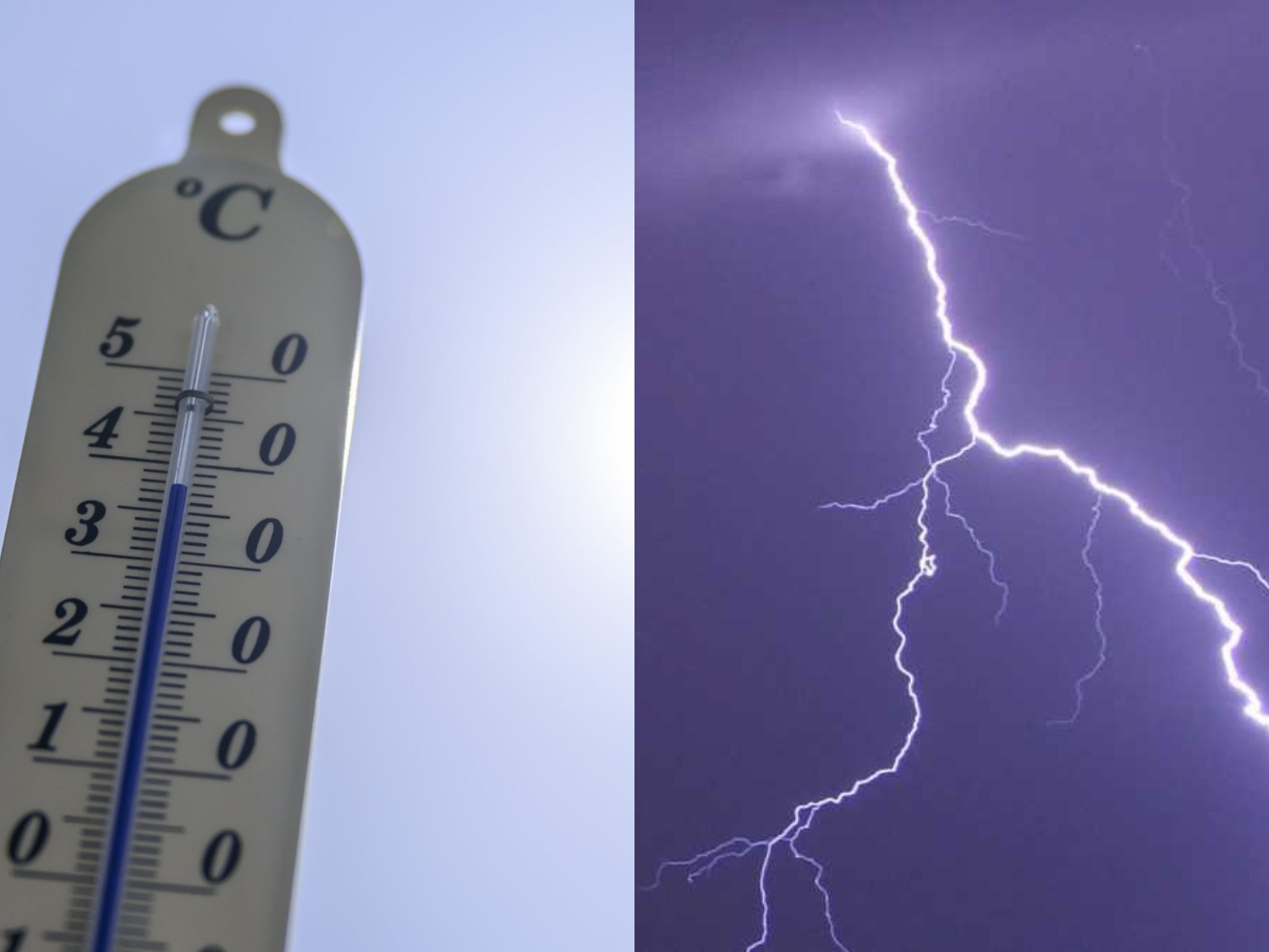 Na snímke teplomer a blesk.