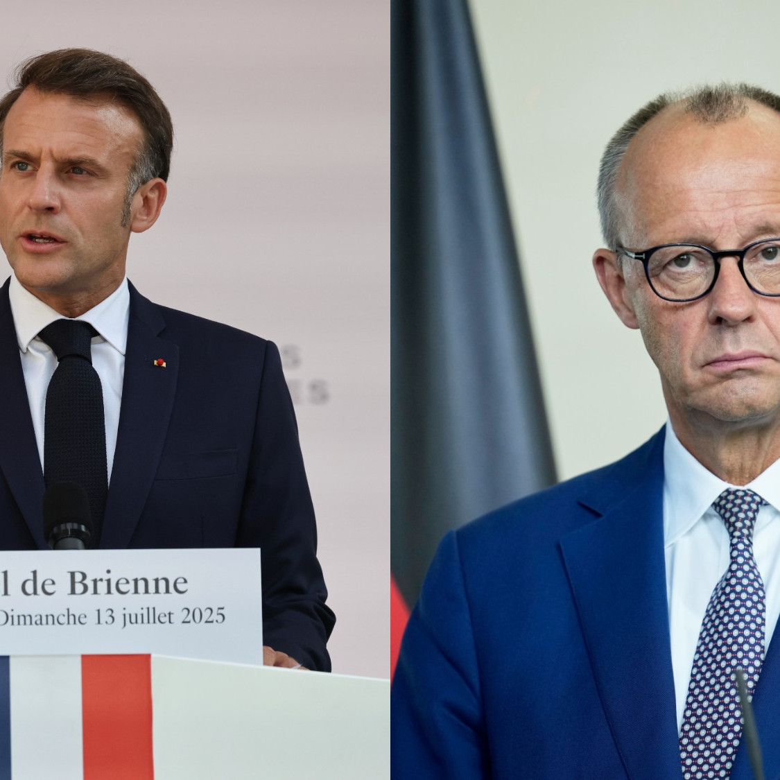 Na snímke francúzsky prezident Emmanuel Macron a nemecký kancelár Friedrich Merz.