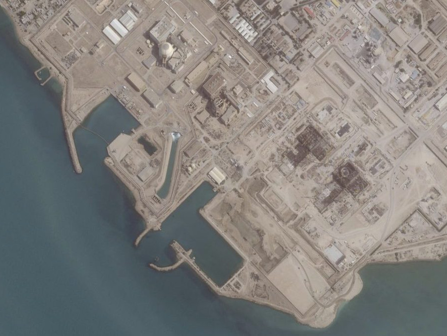 Satelitná snímka jadrového reaktora v Iráne.