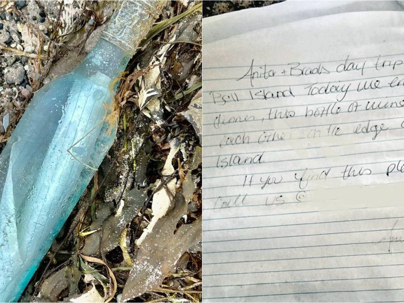 Na snímke fľaša s odkazom.