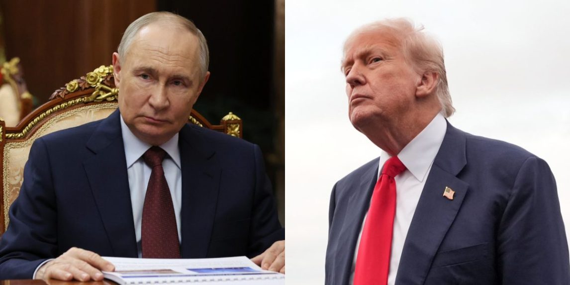 Na snímke Vladimir Putin a Donald Trump.
