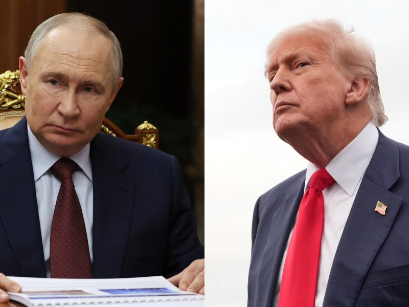 Na snímke Vladimir Putin a Donald Trump.