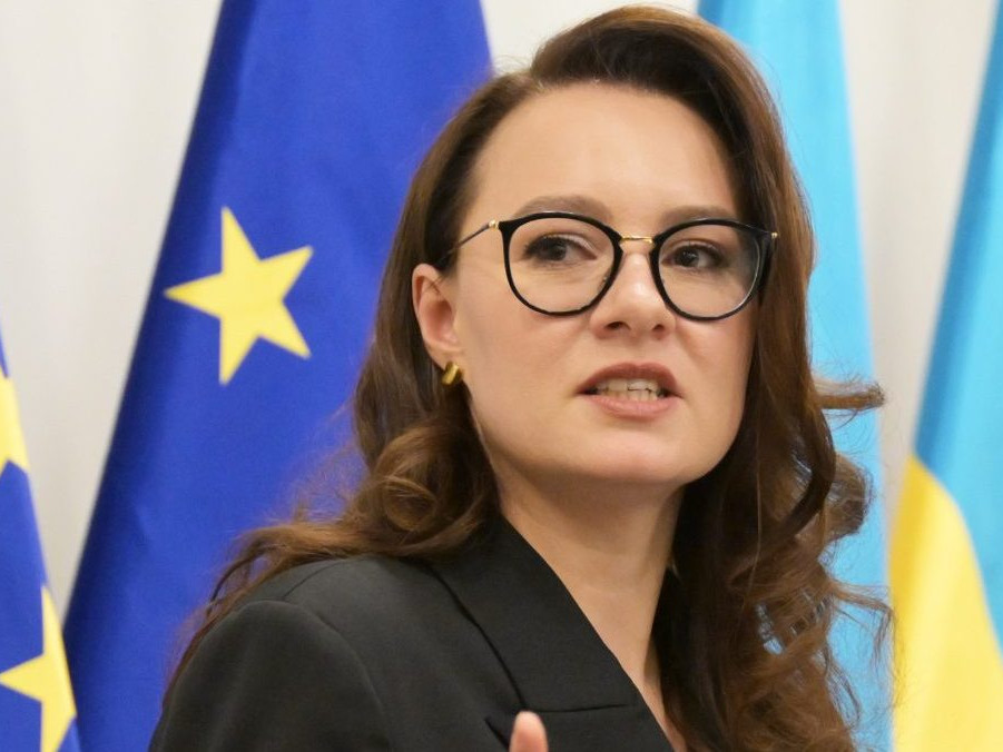 Na snímke premiérka Ukrajiny Julija Svyrydenková.