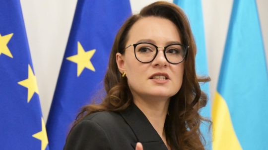 Na snímke premiérka Ukrajiny Julija Svyrydenková.