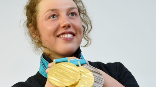 Na archívnej snímke z 2. marca 2018 nemecká biatlonistka Laura Dahlmeierová.
