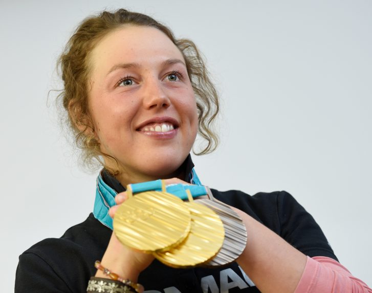 Na archívnej snímke z 2. marca 2018 nemecká biatlonistka Laura Dahlmeierová.