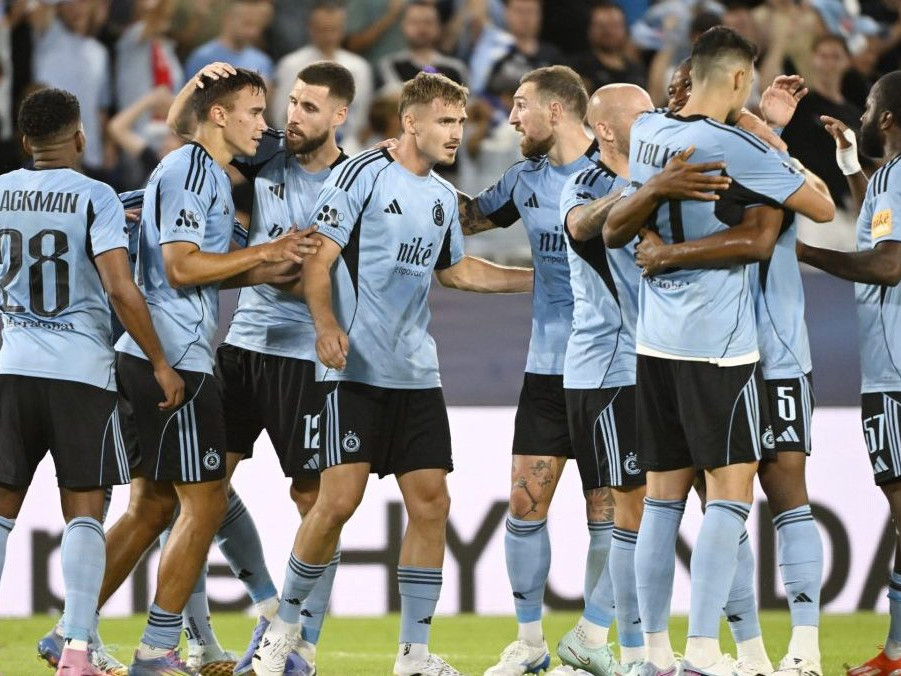 Radosť hráčov Slovana Bratislava.