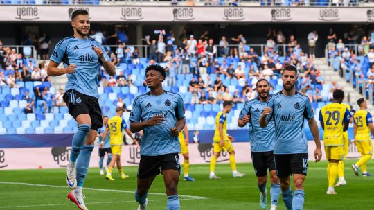 Mykola Kucharevyč, Ibrahim Rahim, Kyriakos Savvidis a Kenan Bajrič sa tešia z gólu.