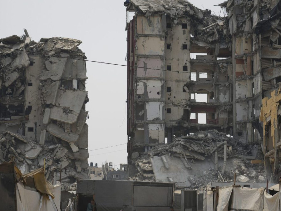 zničené budovy v Pásme Gazy