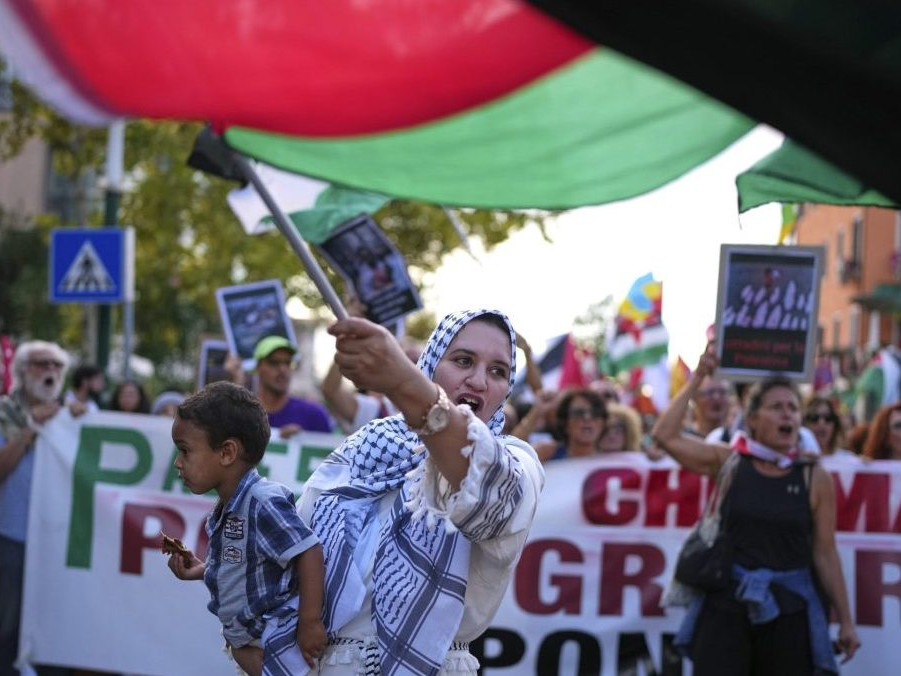 Protest v Benátkach za ukončenie vojny v Gaze.